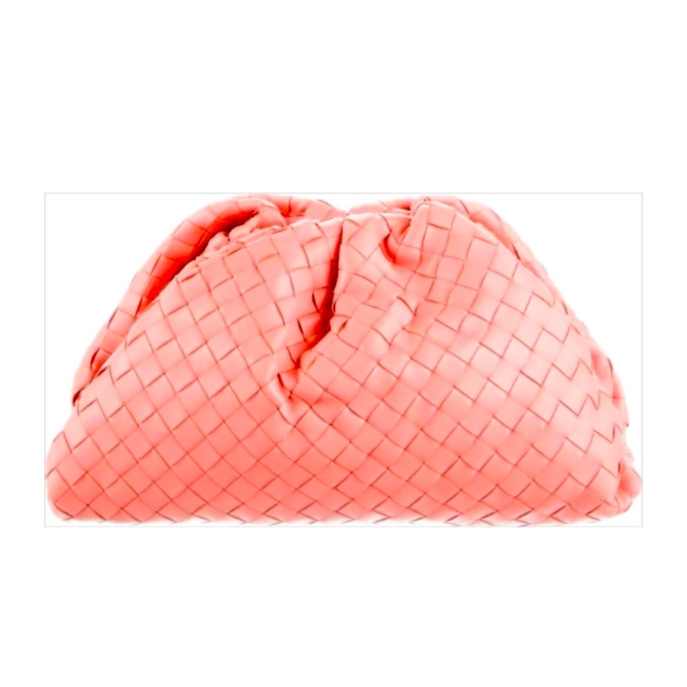 Bottega Veneta Maxi Intrecciato The Pouch – Coral Leather Oversized Clutch